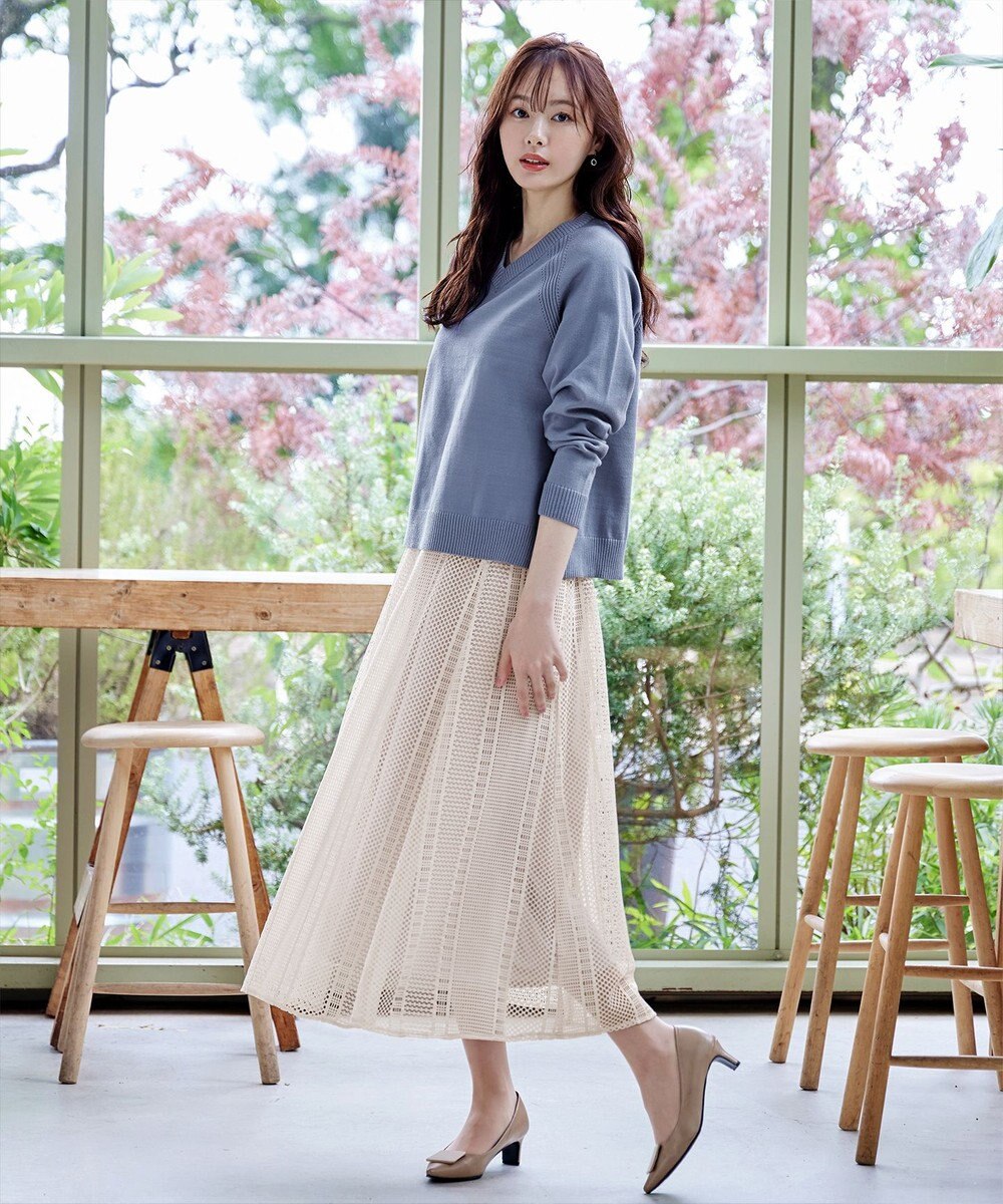 Tiaclasse ラインレーススカート 