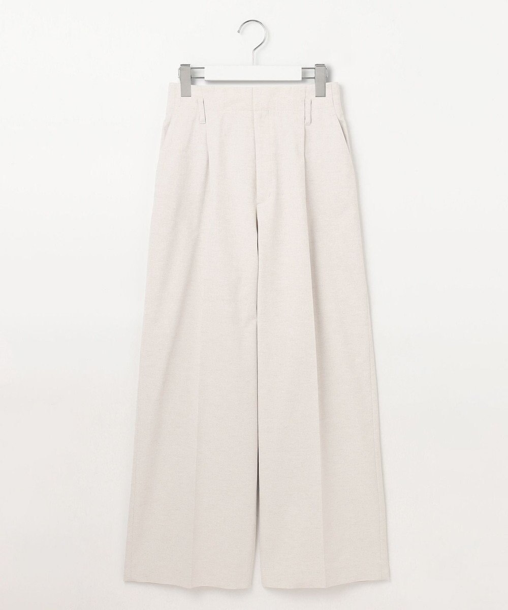 23区 【セットアップ対応/洗える】コットンリネン オックスストレッチ ワイド パンツ 