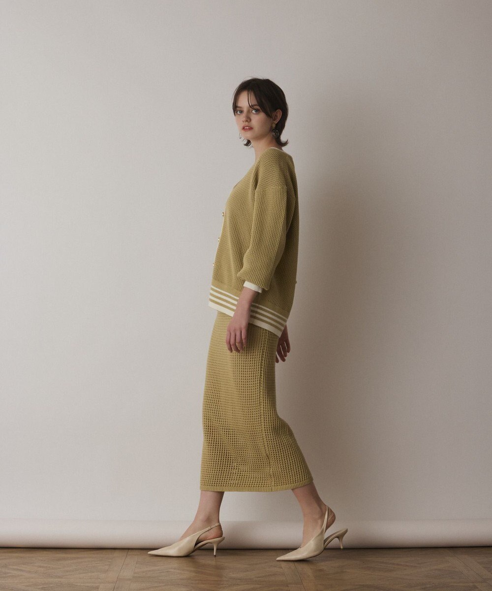 GRACE CONTINENTAL メッシュラインニットカーディガン 