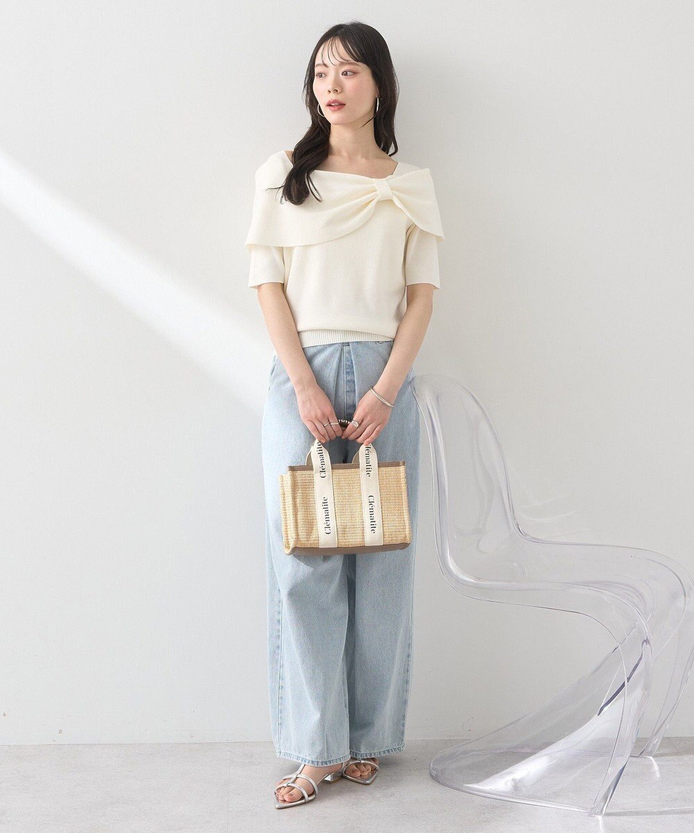 earth music&ecology リボン半袖ニットプルオーバー 