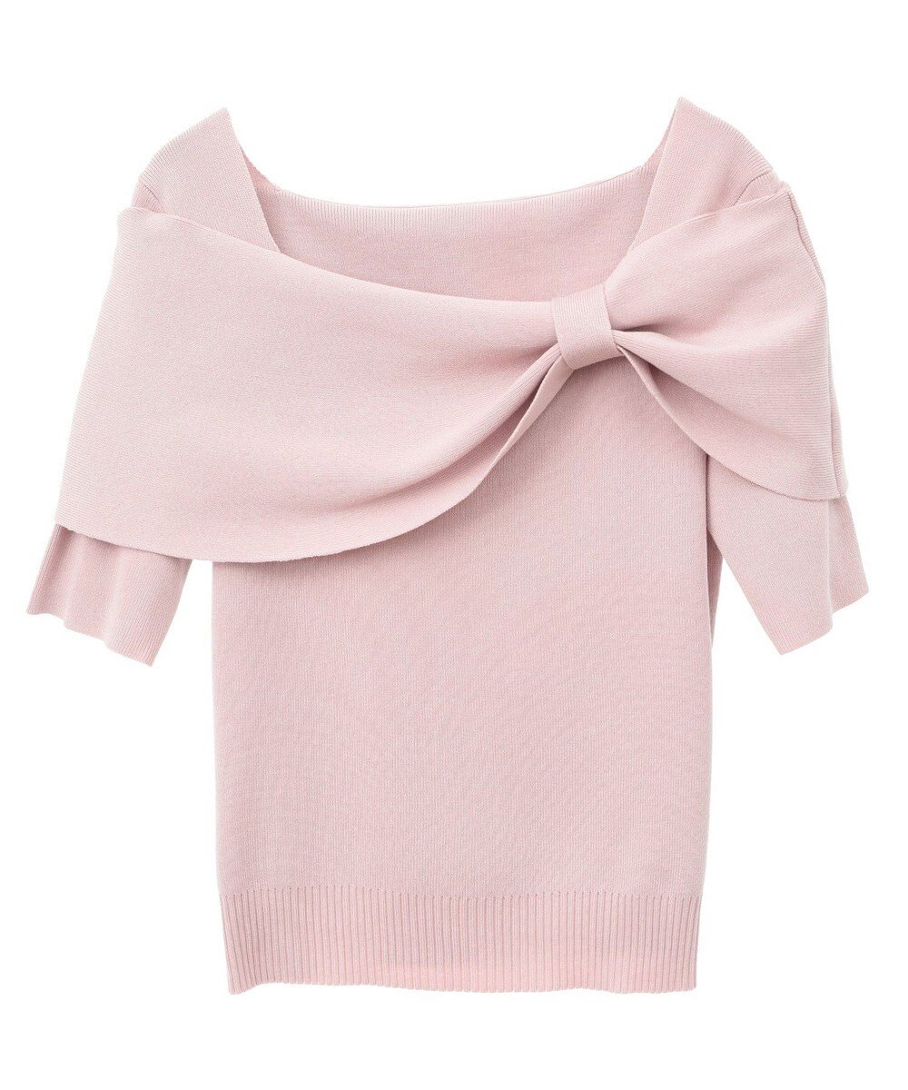 earth music&ecology リボン半袖ニットプルオーバー 