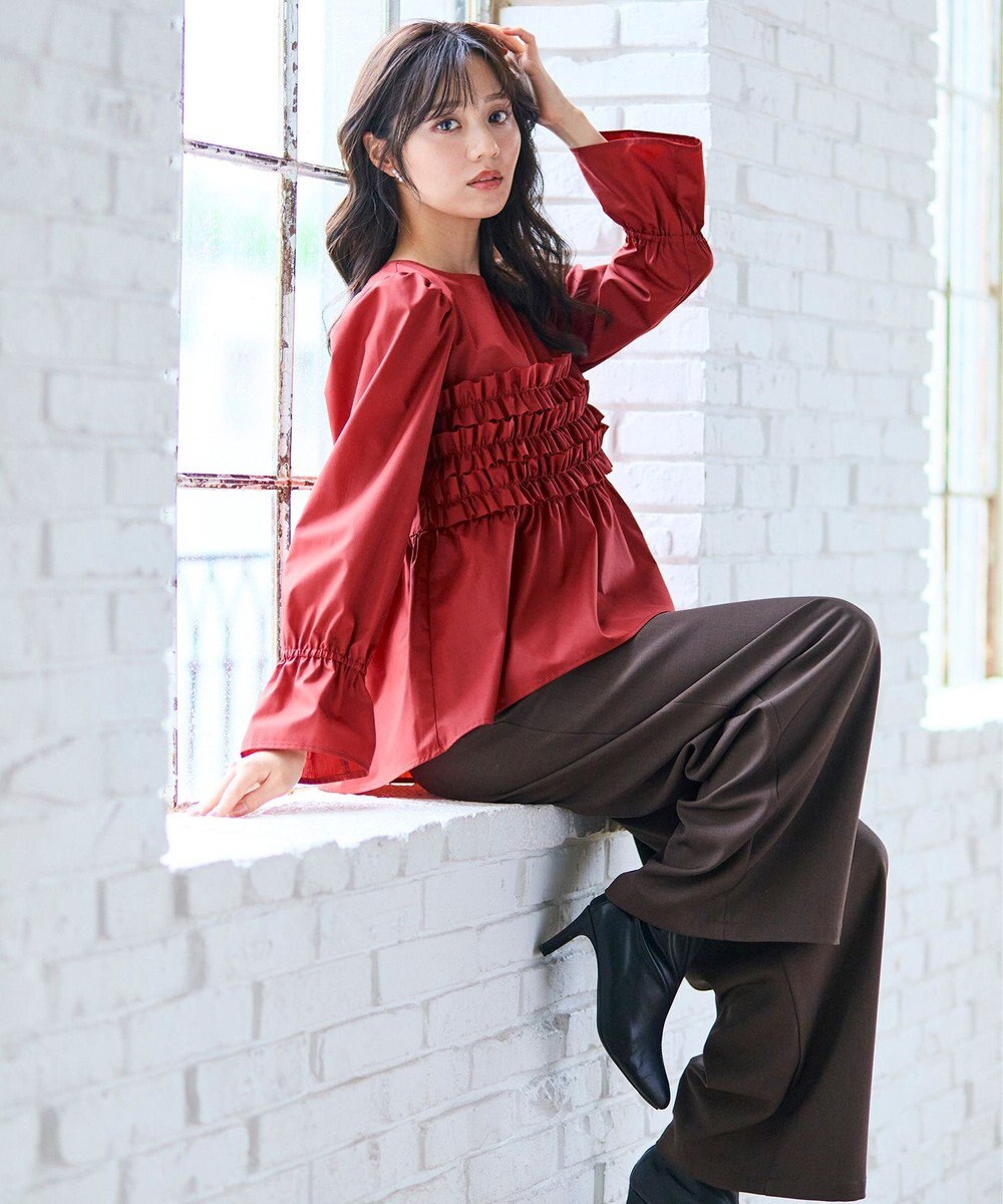 Feroux フリルギャザー ブラウス 