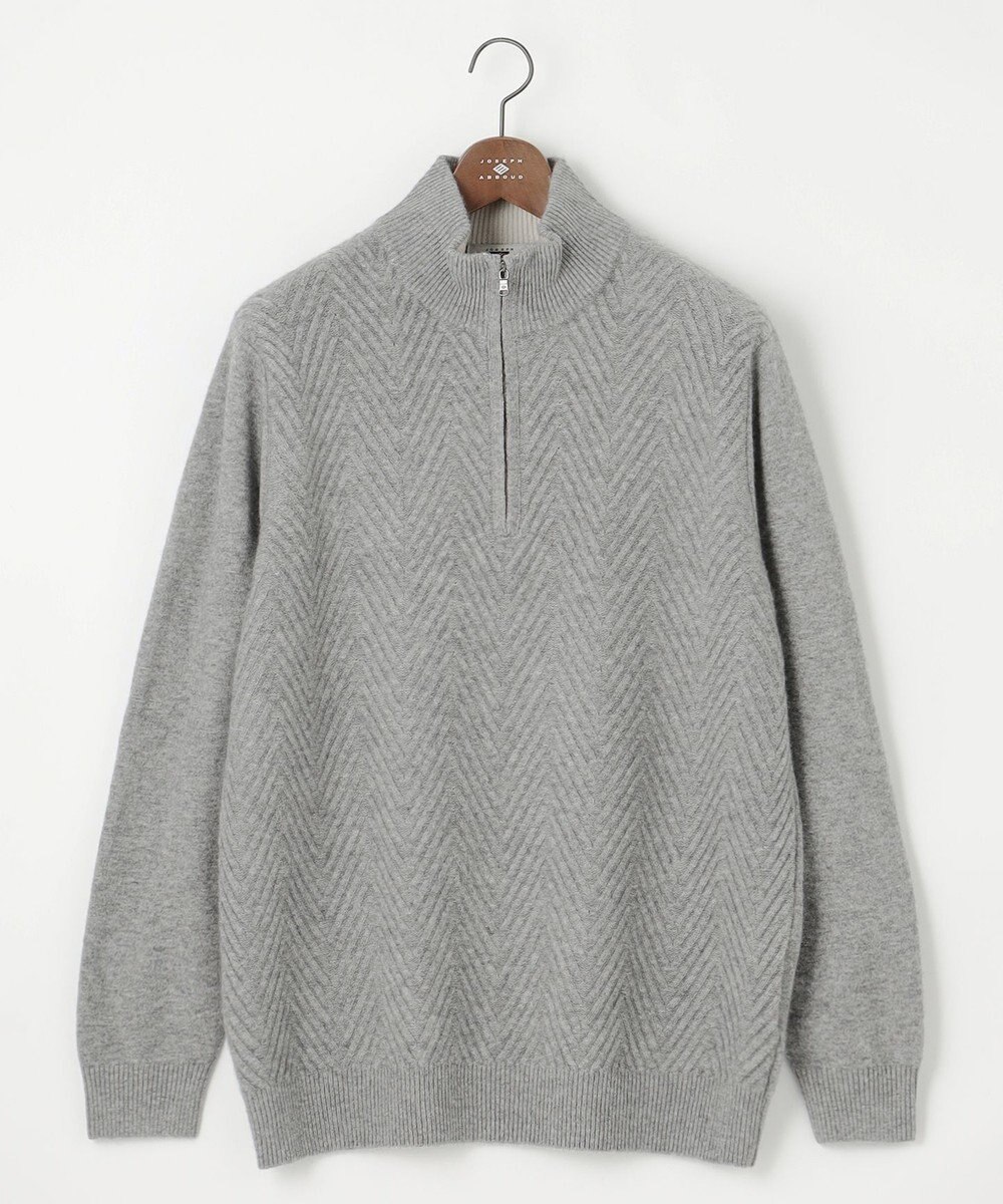 JOSEPH ABBOUD 【キングサイズ】カシミヤブレンド ハイネック ZIP プルオーバーニット 