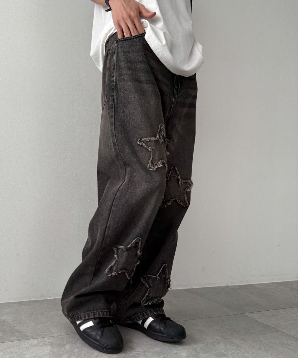 WEGO スターモチーフオーバーダイバギーパンツ 