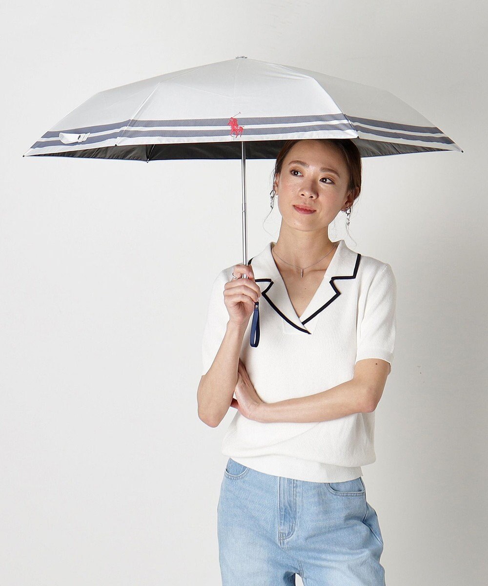 MOONBAT POLO RALPH LAUREN（ポロ ラルフローレン） 晴雨兼用日傘 ボーダー 遮光率100% 遮熱 UV 晴雨兼用 
