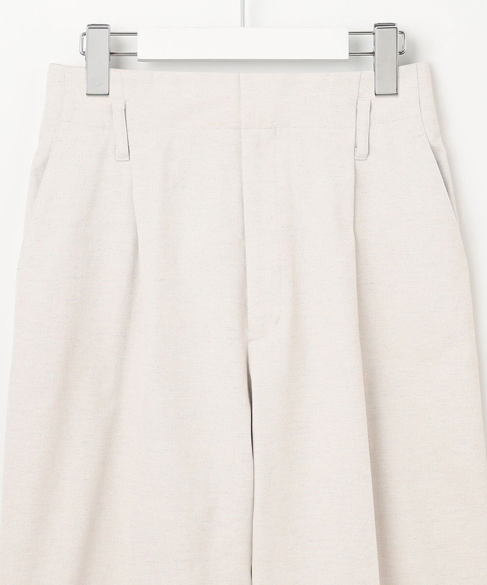 23区 【セットアップ対応/洗える】コットンリネン オックスストレッチ ワイド パンツ 