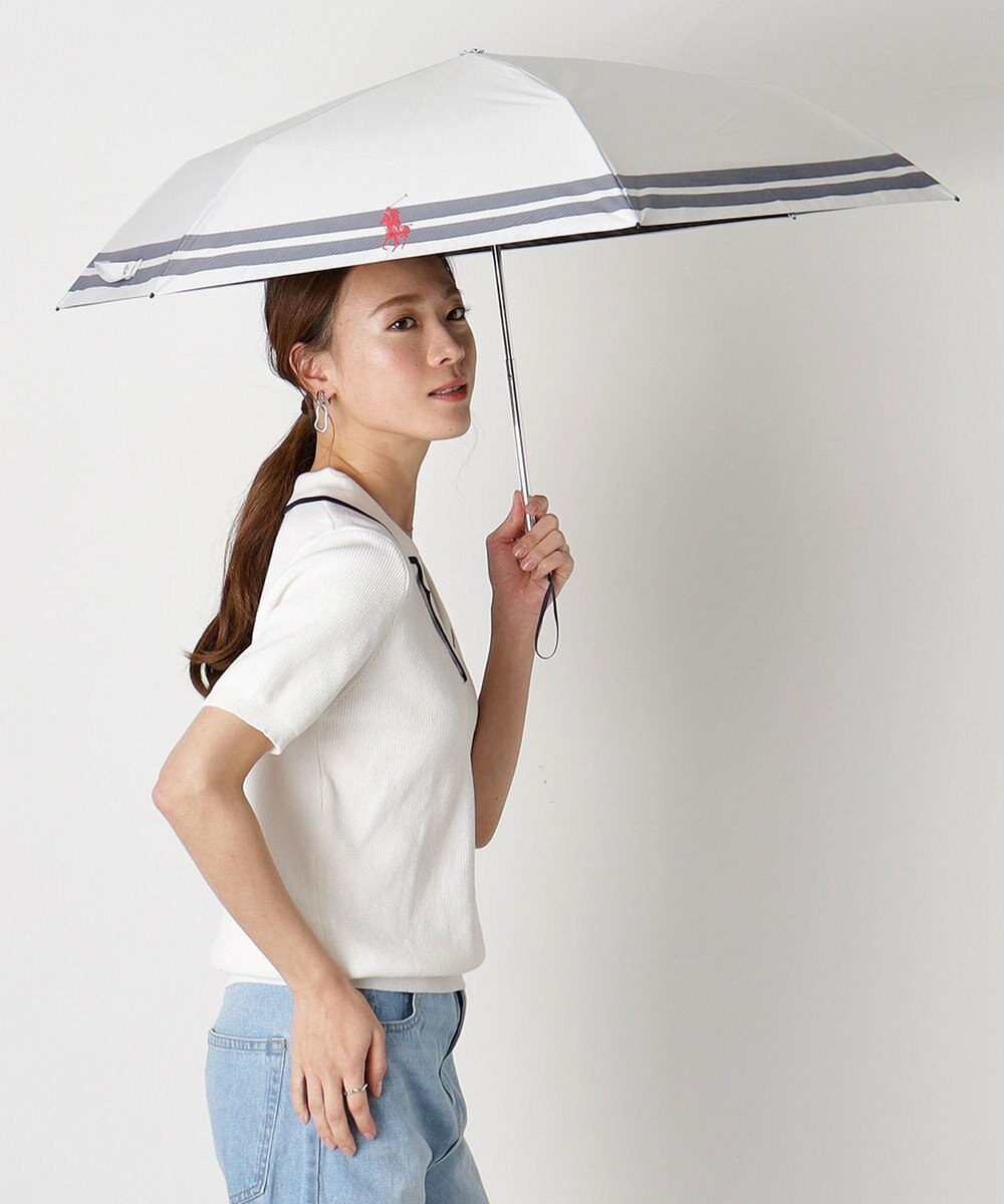 MOONBAT POLO RALPH LAUREN（ポロ ラルフローレン） 晴雨兼用日傘 ボーダー 遮光率100% 遮熱 UV 晴雨兼用 