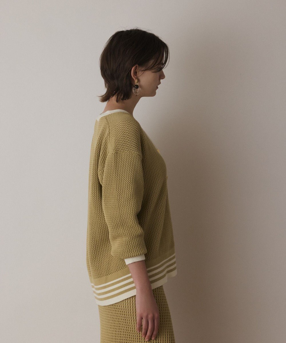 GRACE CONTINENTAL メッシュラインニットカーディガン 