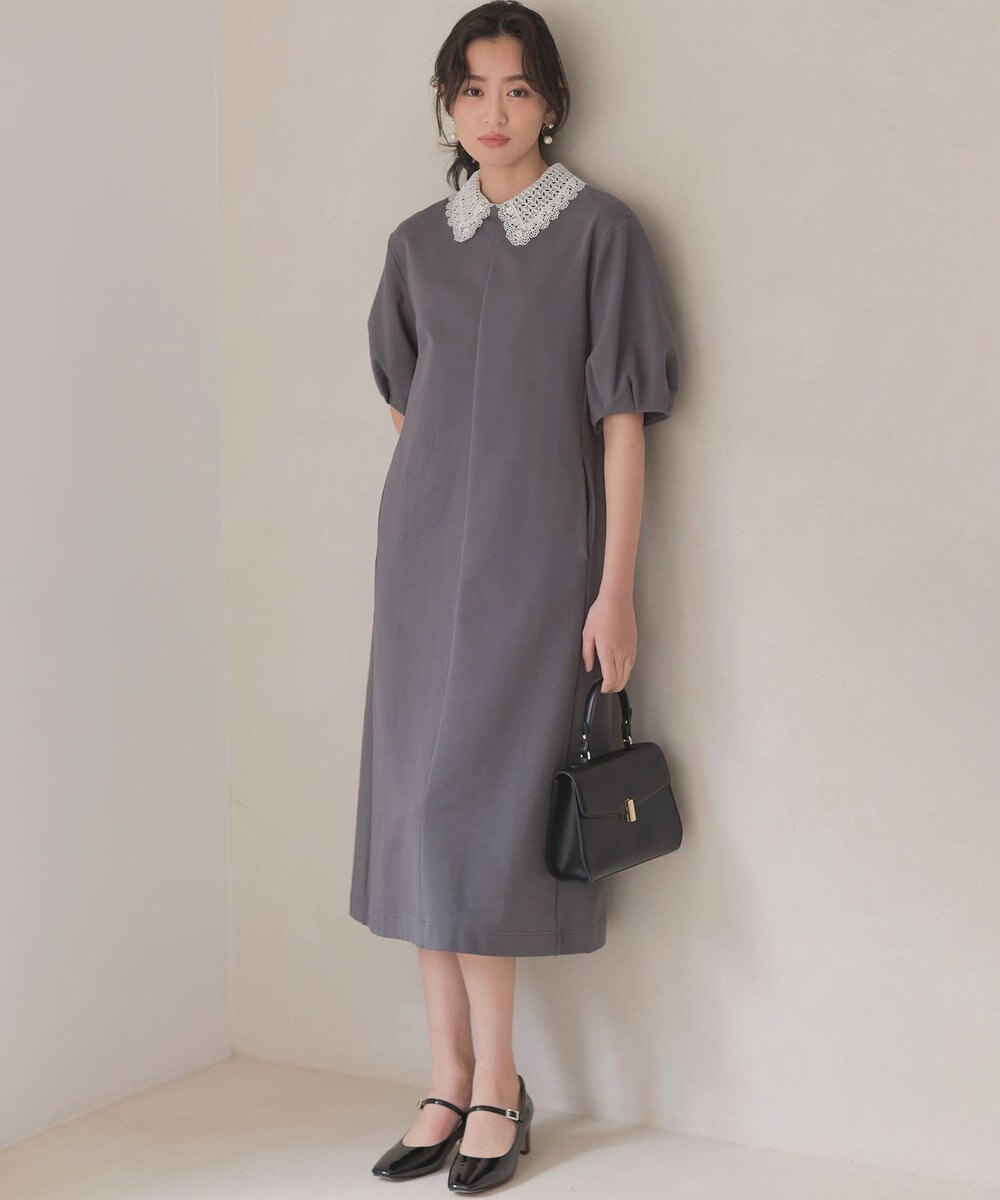組曲 【2WAY】レース襟フレンチテリー ワンピース 