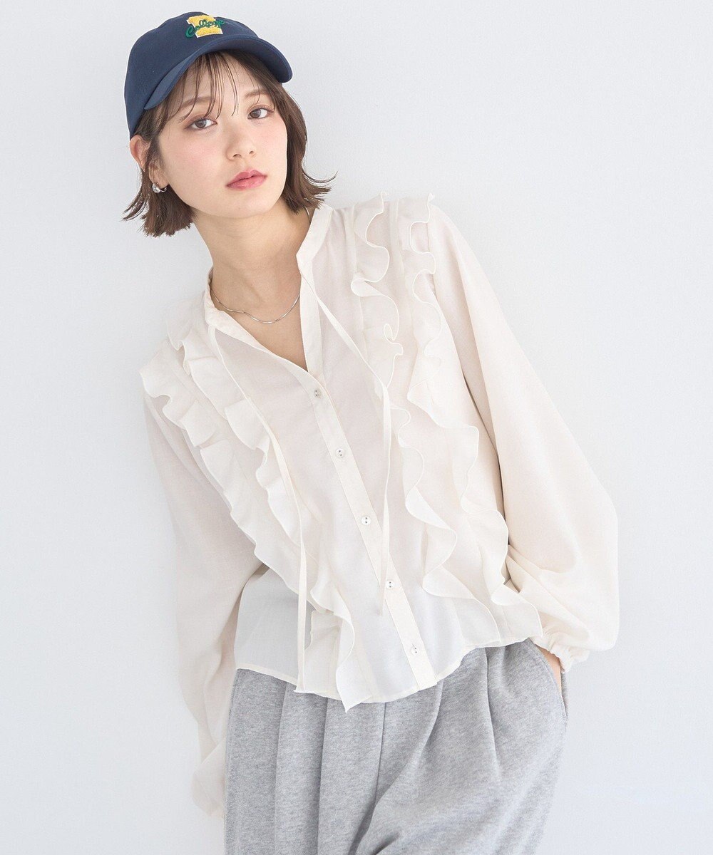 earth music&ecology フリルリボンブラウス 