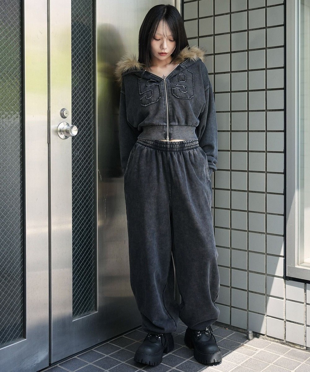 WEGO 【ウエストゴム】スウェットワイドパンツ 