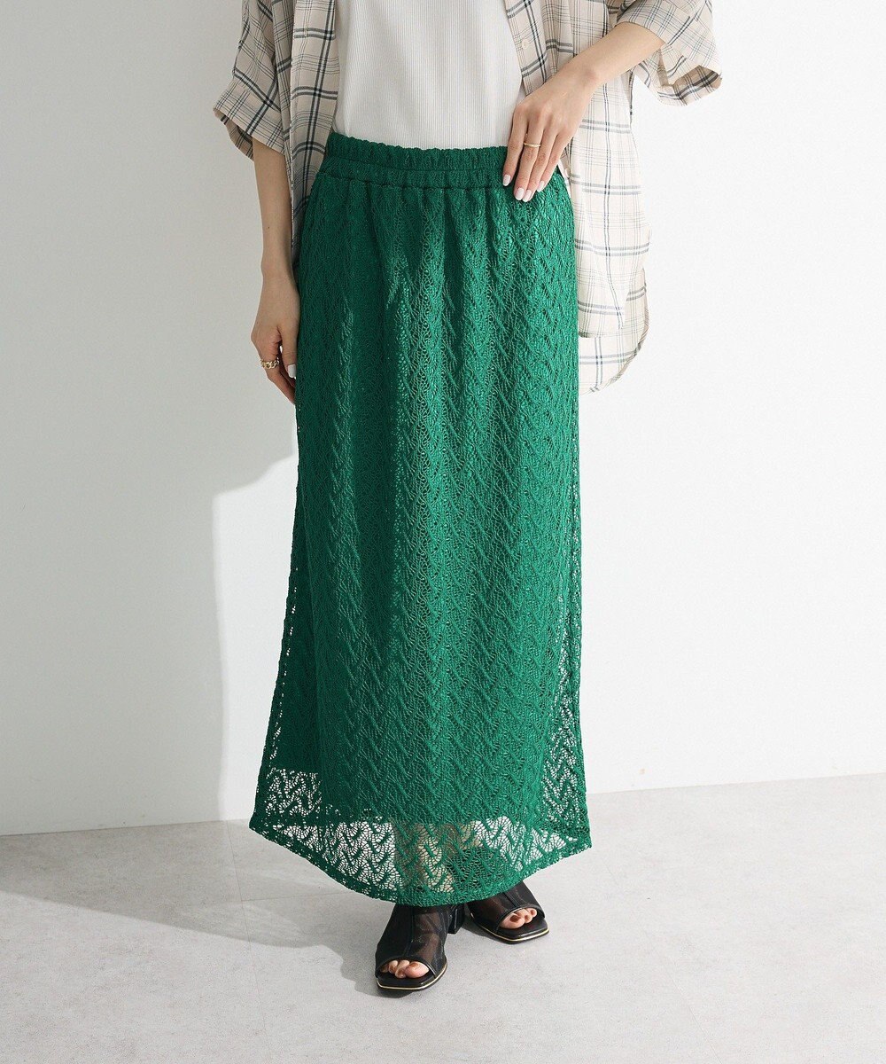 Green Parks ニットレースＩラインスカート 