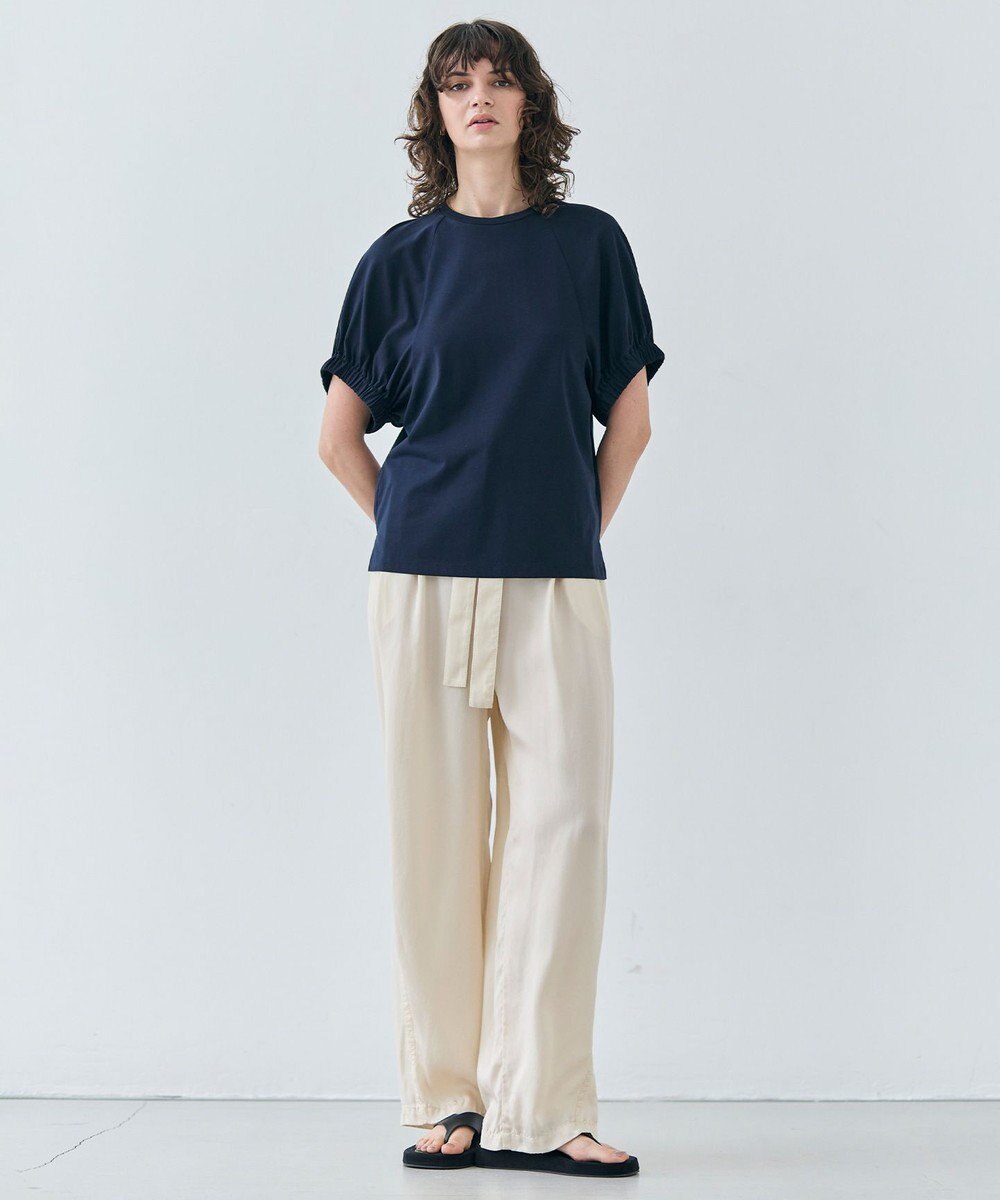 BEIGE， 【洗える】STOCK / オーガニックコットン半袖ギャザートップス 