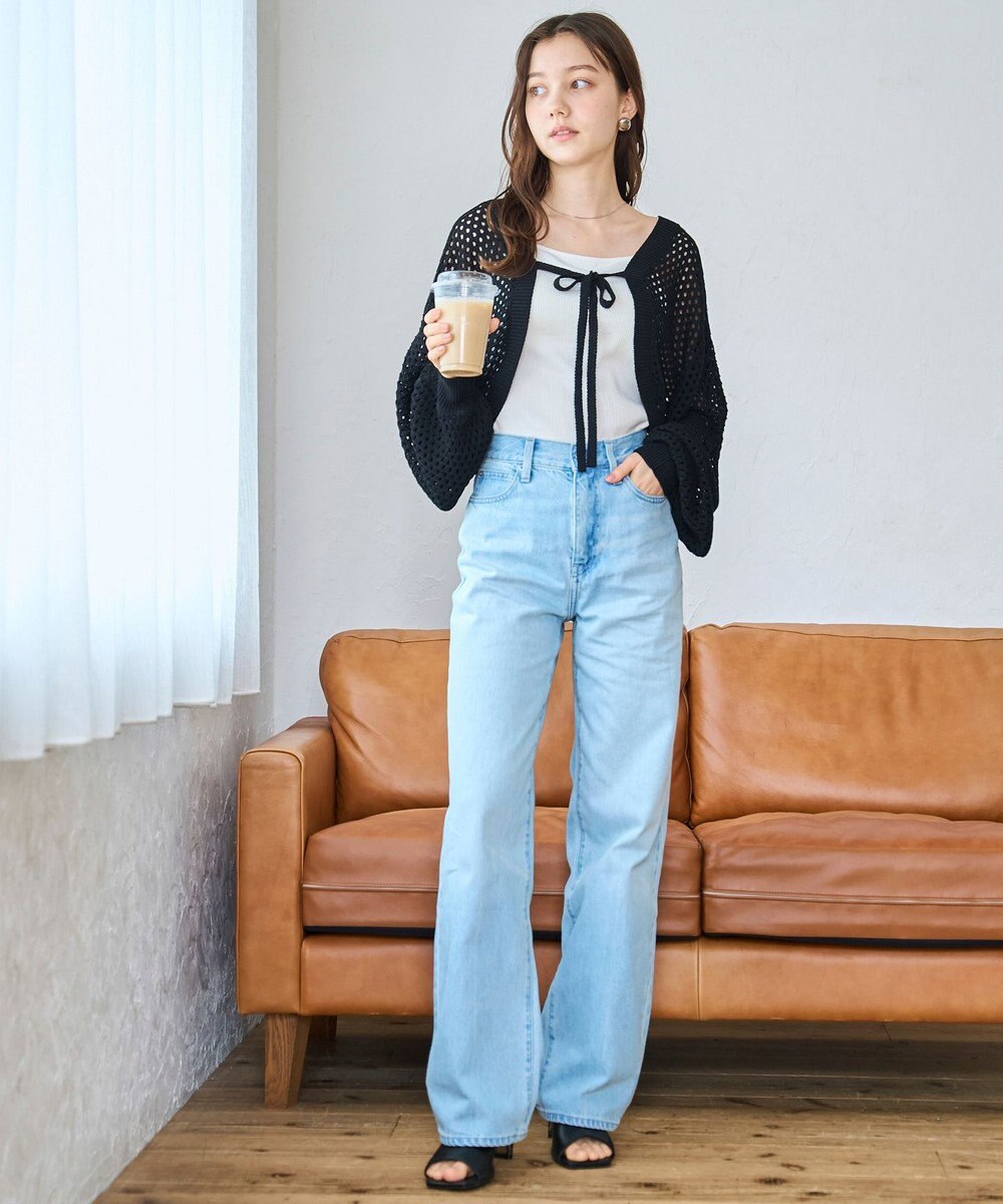 WEGO 【紫外線対策/手洗い可】メッシュリボンボレロ 