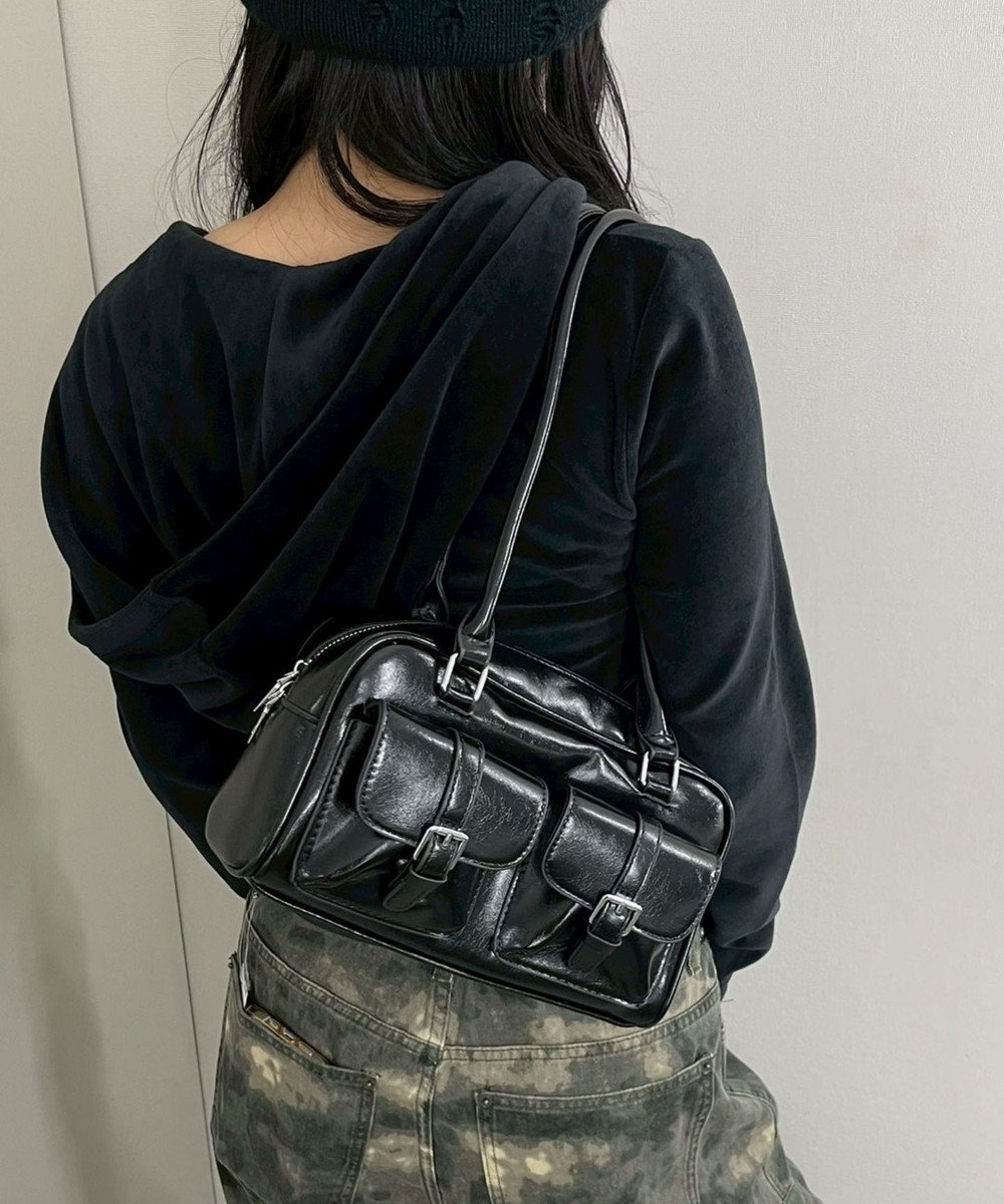 WEGO ベルト2ポケットデザインボストンバッグ 