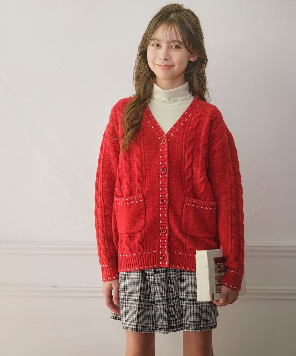 組曲 KIDS 【S-Lサイズ】 ケーブルニットカーディガン 