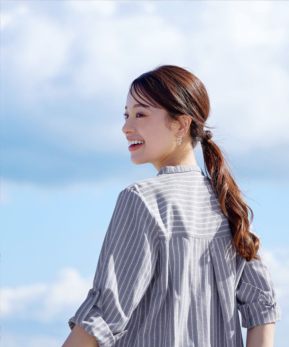 Tiaclasse 【新色追加・洗える】バンドカラーシャツチュニックブラウス 