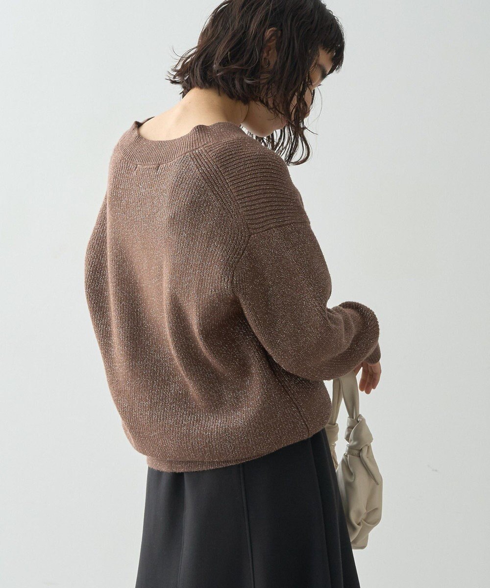 AMERICAN HOLIC ラメ入りＶネック片畦ニットプルオーバー 