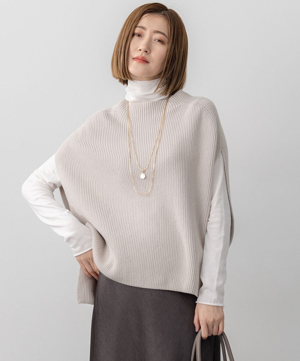 23区 【洗える】コットンリリー モックネックニットベスト 