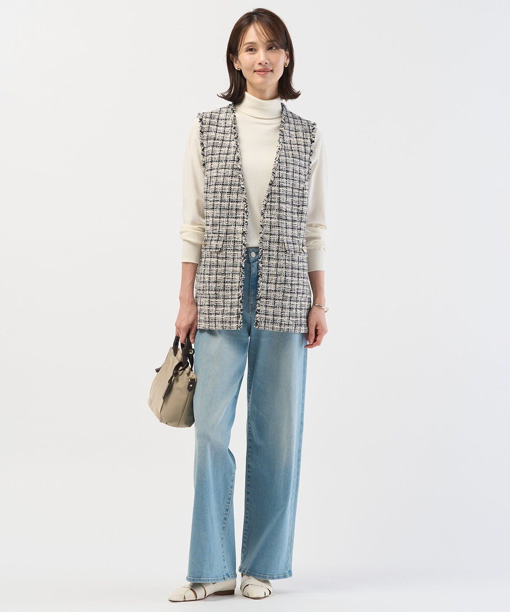 J.PRESS LADIES 【洗える】BASIC STRETCH DENIM ワイド ストレート デニム 