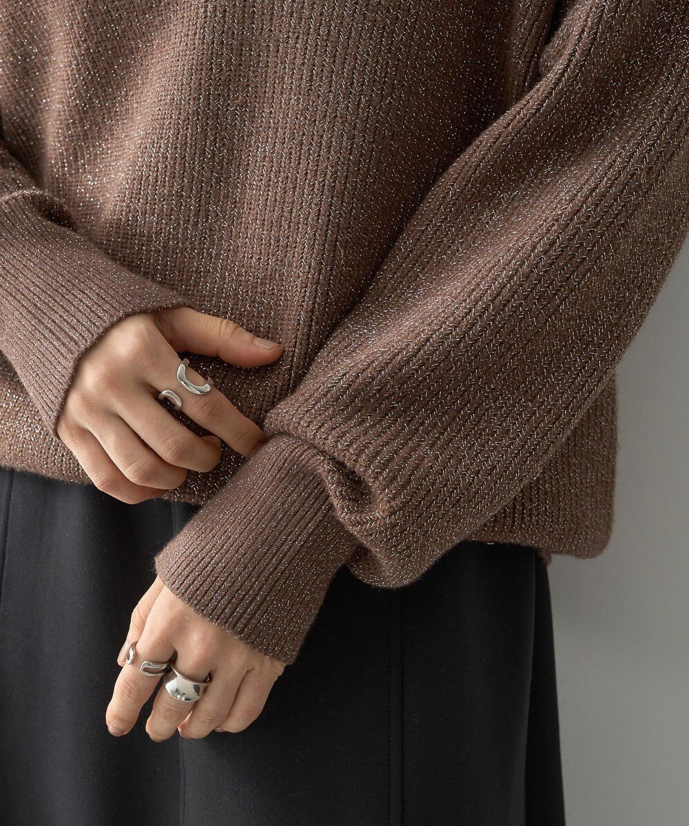 AMERICAN HOLIC ラメ入りＶネック片畦ニットプルオーバー 