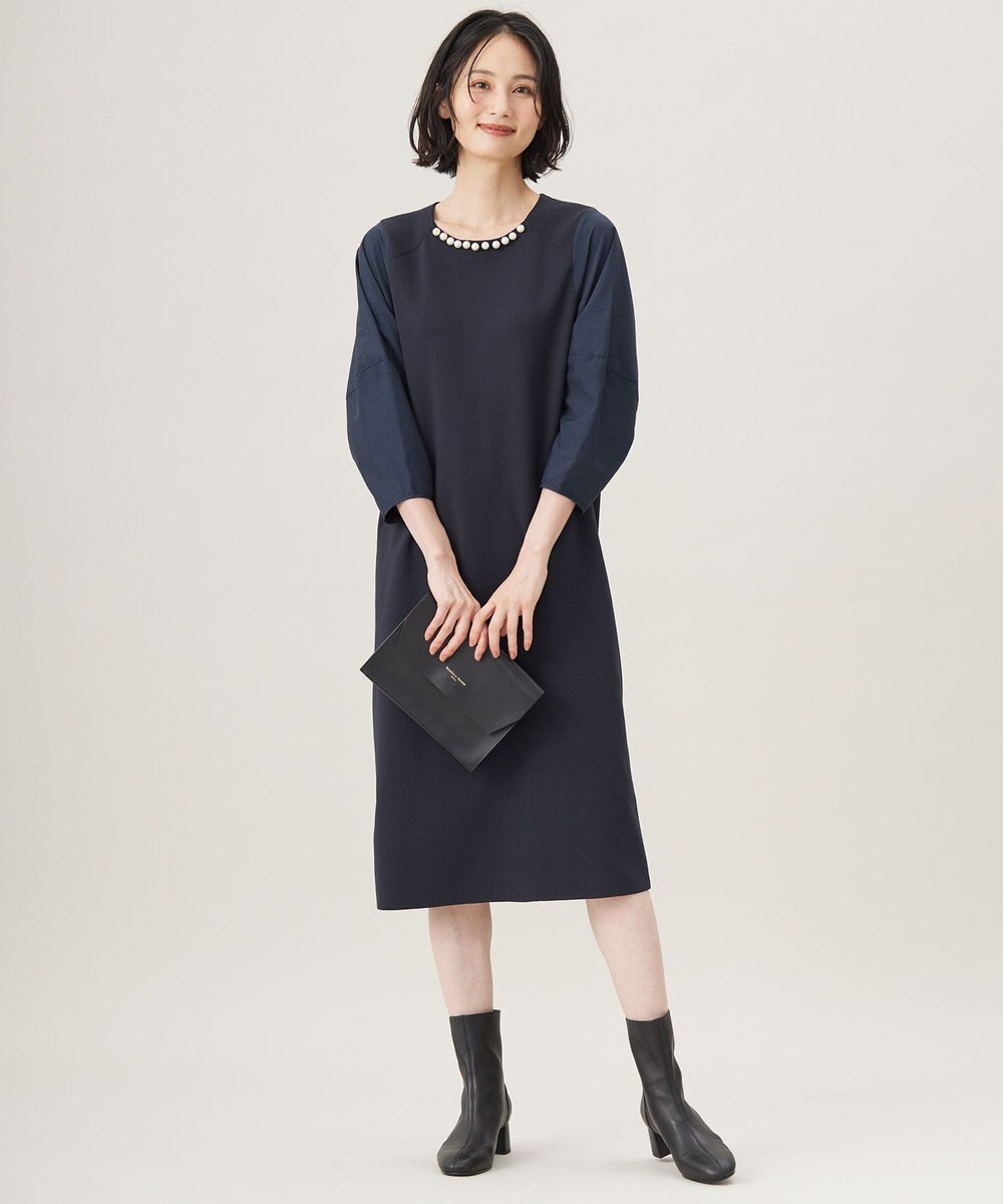 自由区 L 【洗える】パールディティールニット ワンピース 