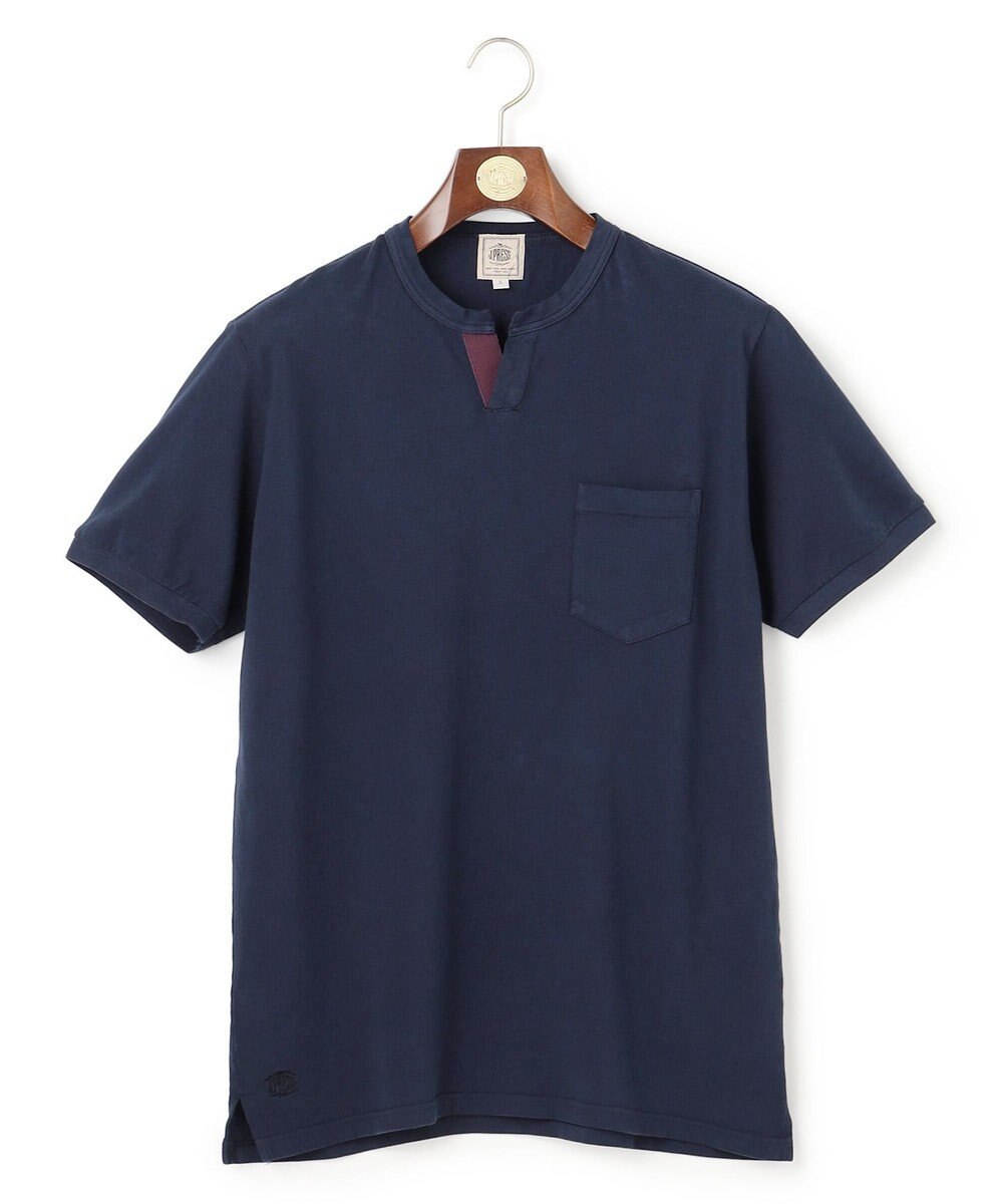 J.PRESS MEN コットンカノコ キーネックポケット Tシャツ 
