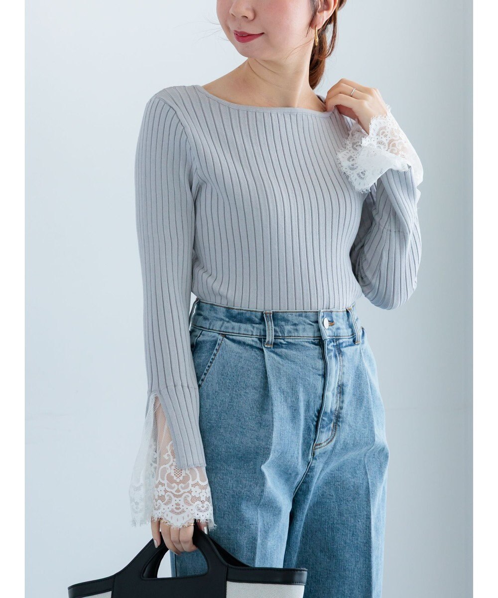 Te chichi レースカフスリブニット 