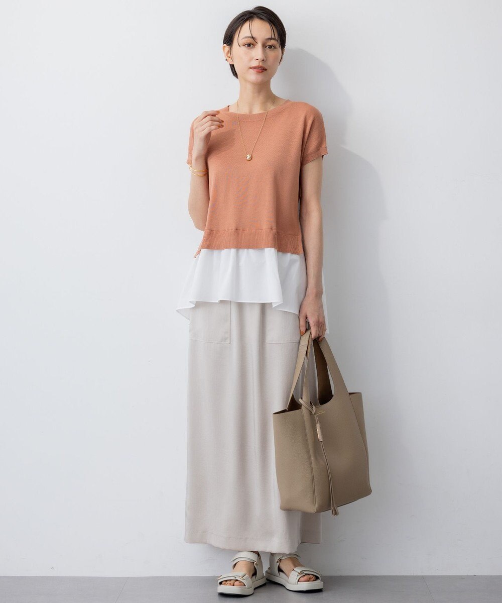 23区 【撥水加工/洗える】スムースサテン Iライン スカート 