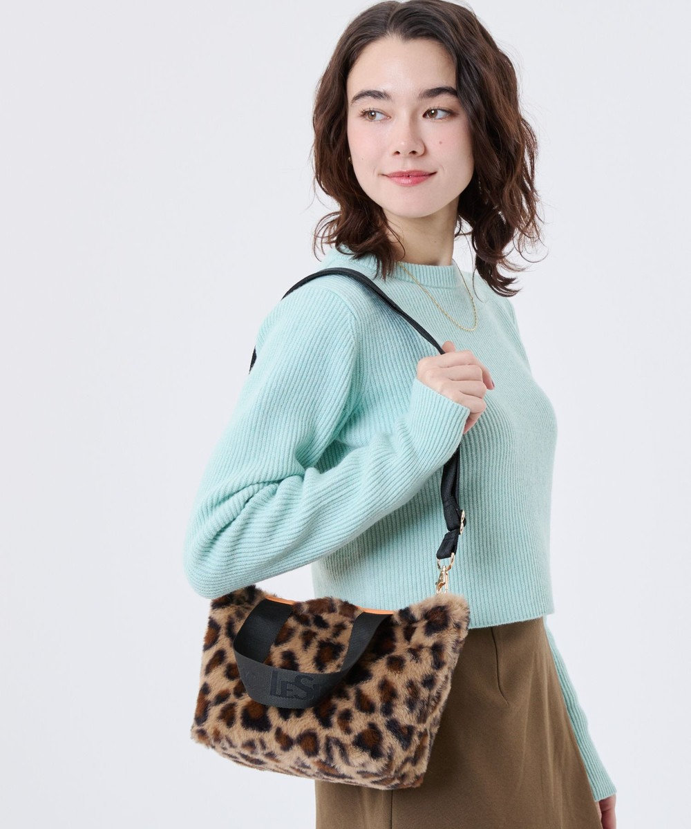 LeSportsac FUR E/W TOTE/レオパードフラッフィーファー 