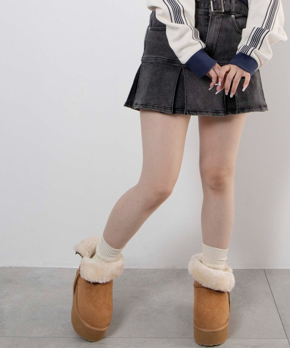 WEGO 【暖かい】折り返し厚底Fムートンブーツ 