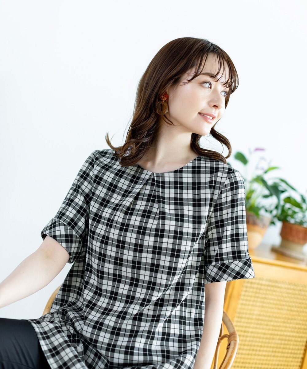 Tiaclasse 【洗える】体型カバーも叶う幅広カフスチュニックブラウス 