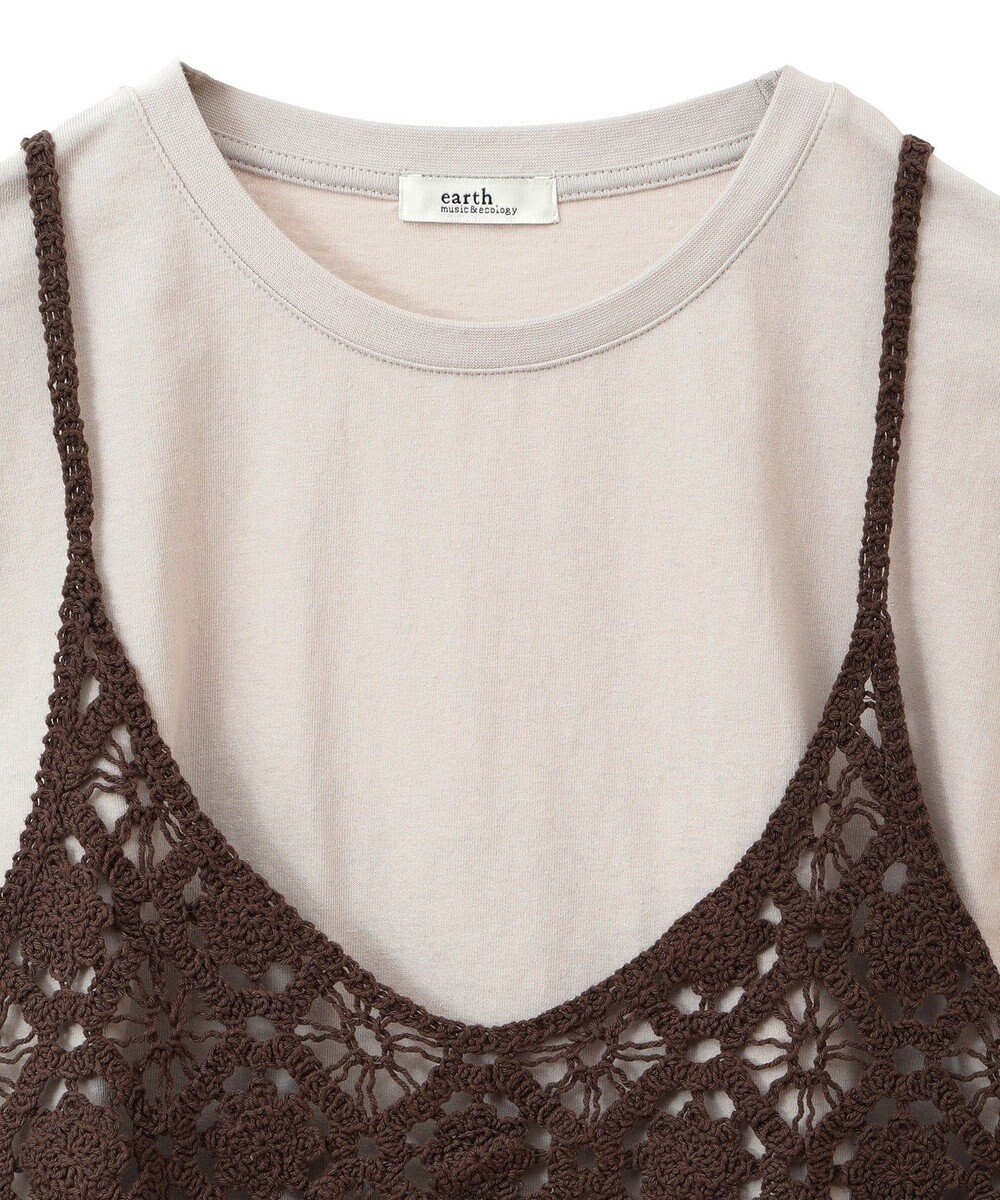 earth music&ecology ＳＥＴ２点　クロシェキャミ＋ノースリーブプルオーバー 