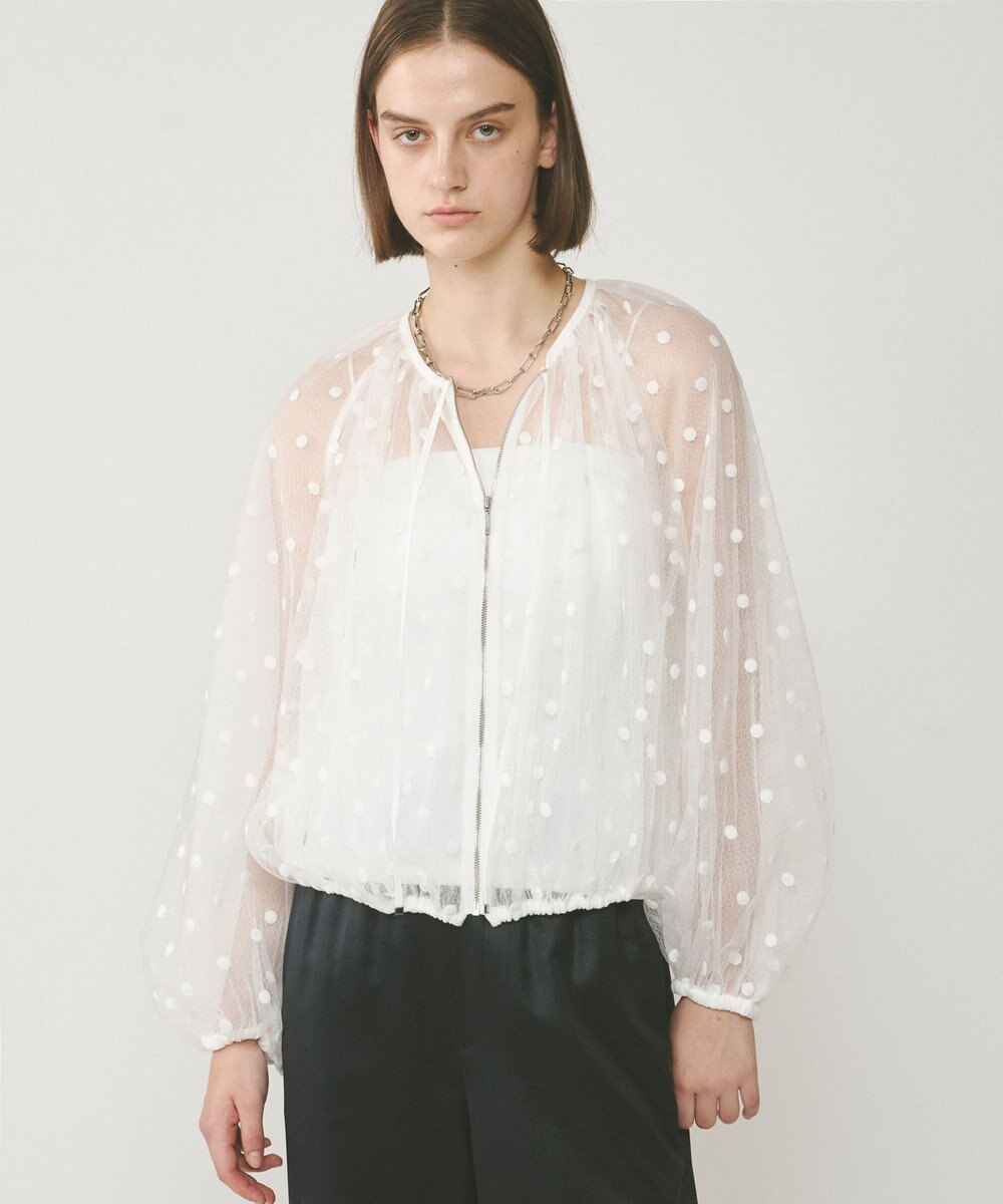 GRACE CONTINENTAL チュールノーカラーブルゾン 