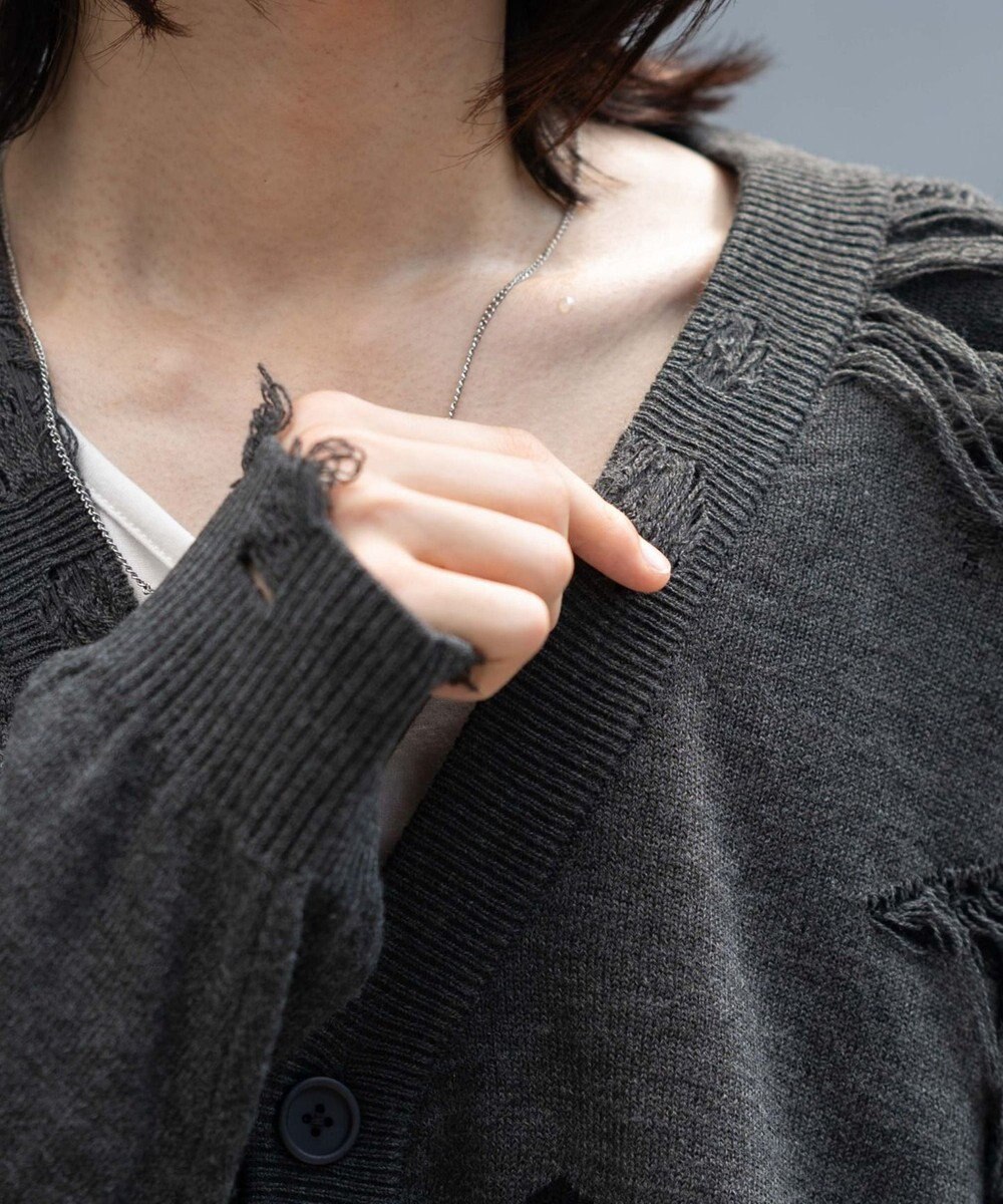 WEGO 【ユニセックス着用ITEM】ダメージジャガードカーディガン 