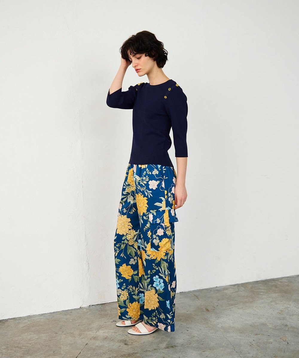 GRACE CONTINENTAL フラワープリントワークパンツ 