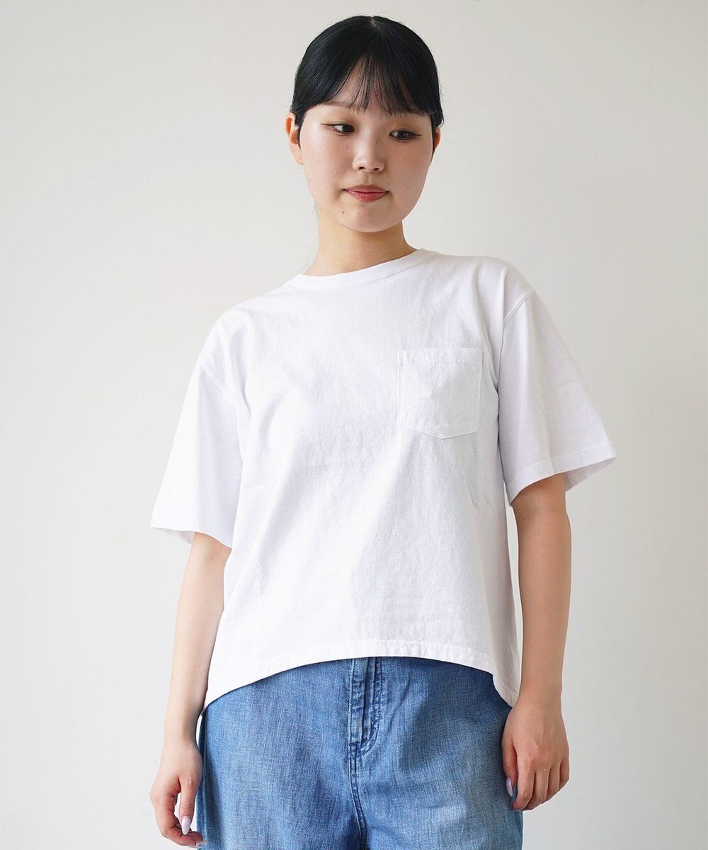 caqu 【洗える】caqu x good on short sleeve pocket tee リラックスフィットポケットTシャツ white