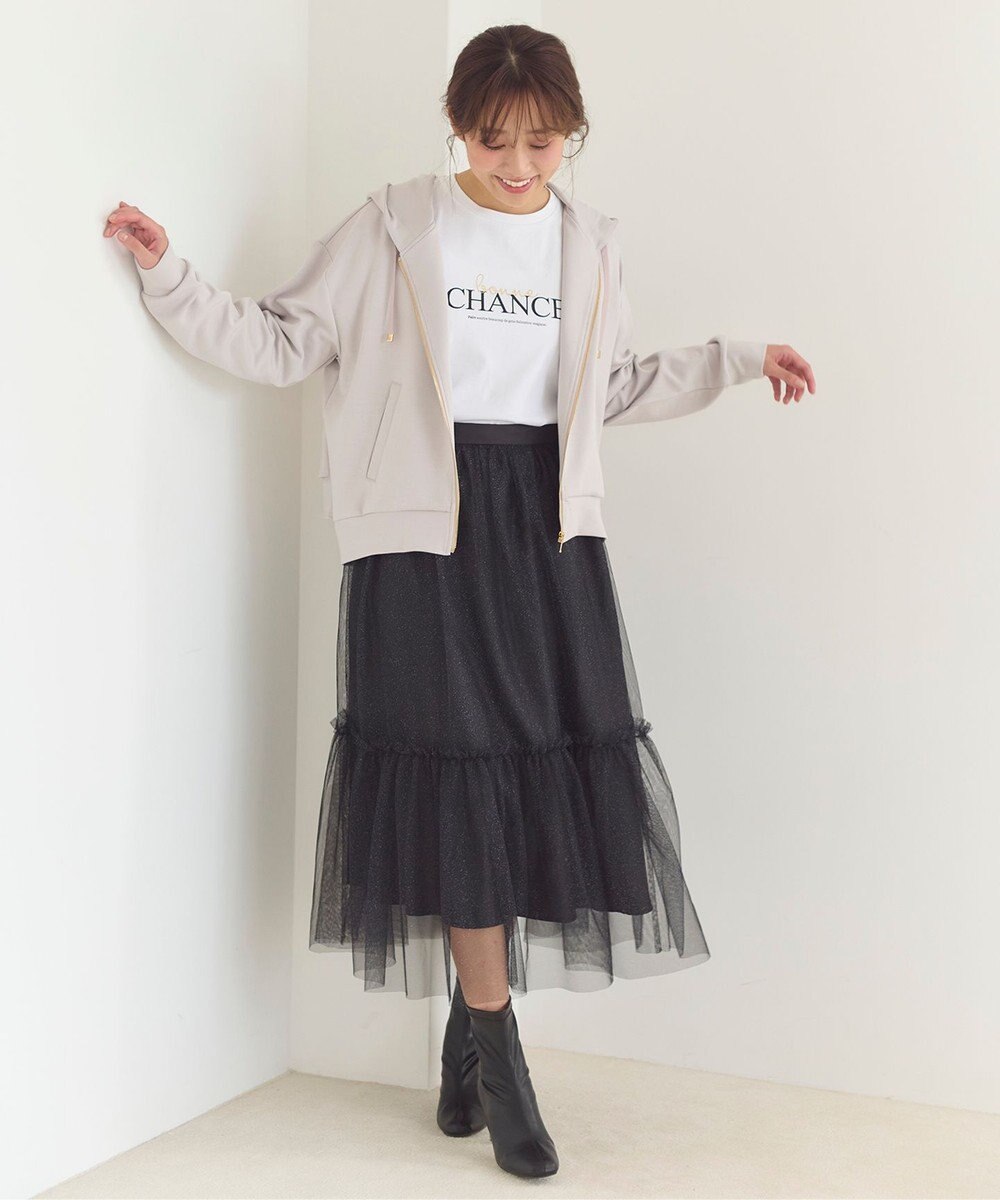 Feroux 【洗える】バックフリル ダンボールパーカー 