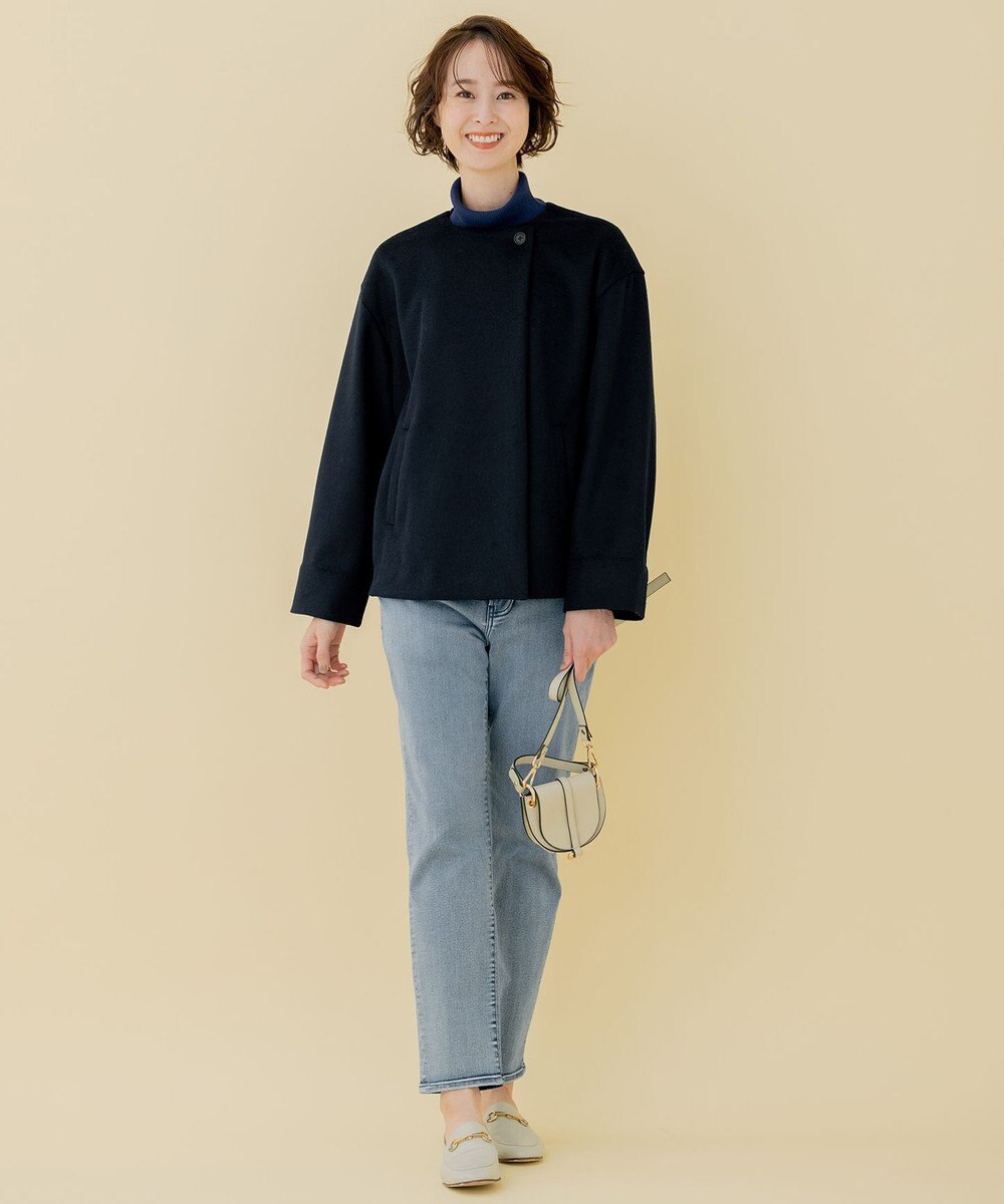 自由区 【WEB限定】ブラッシュドビーバー ショート丈ノーカラーコート 