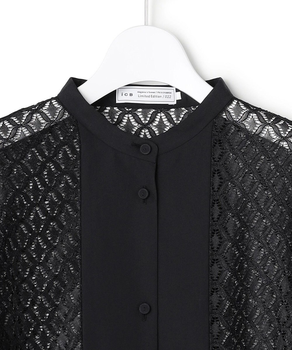 ICB 【WEB＆一部店舗限定】SustainableLace バンドカラー ブラウス 