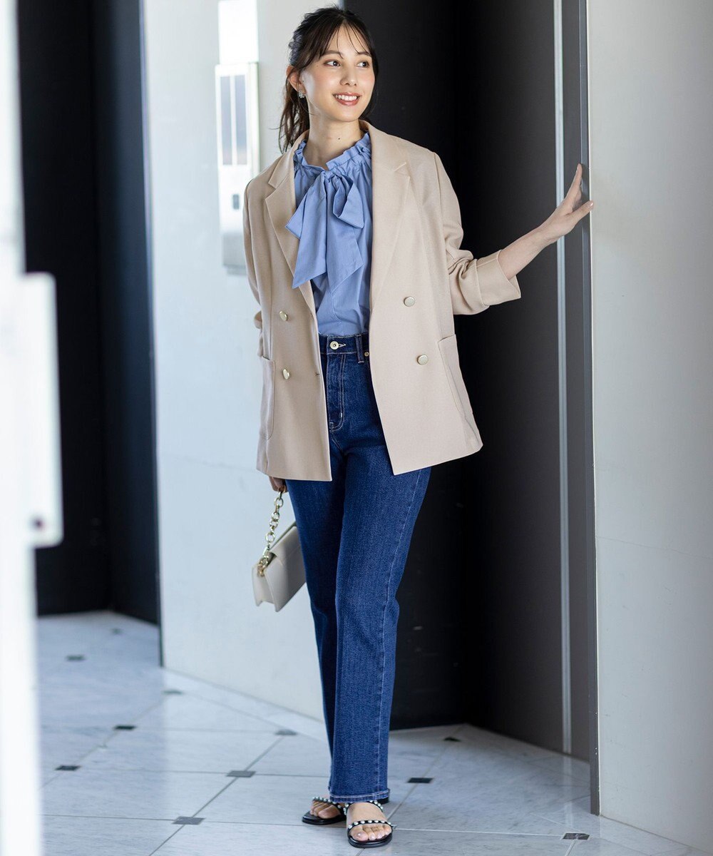 ANY SIS L 【美Denimシリーズ】センタープレスセミフレア デニム 