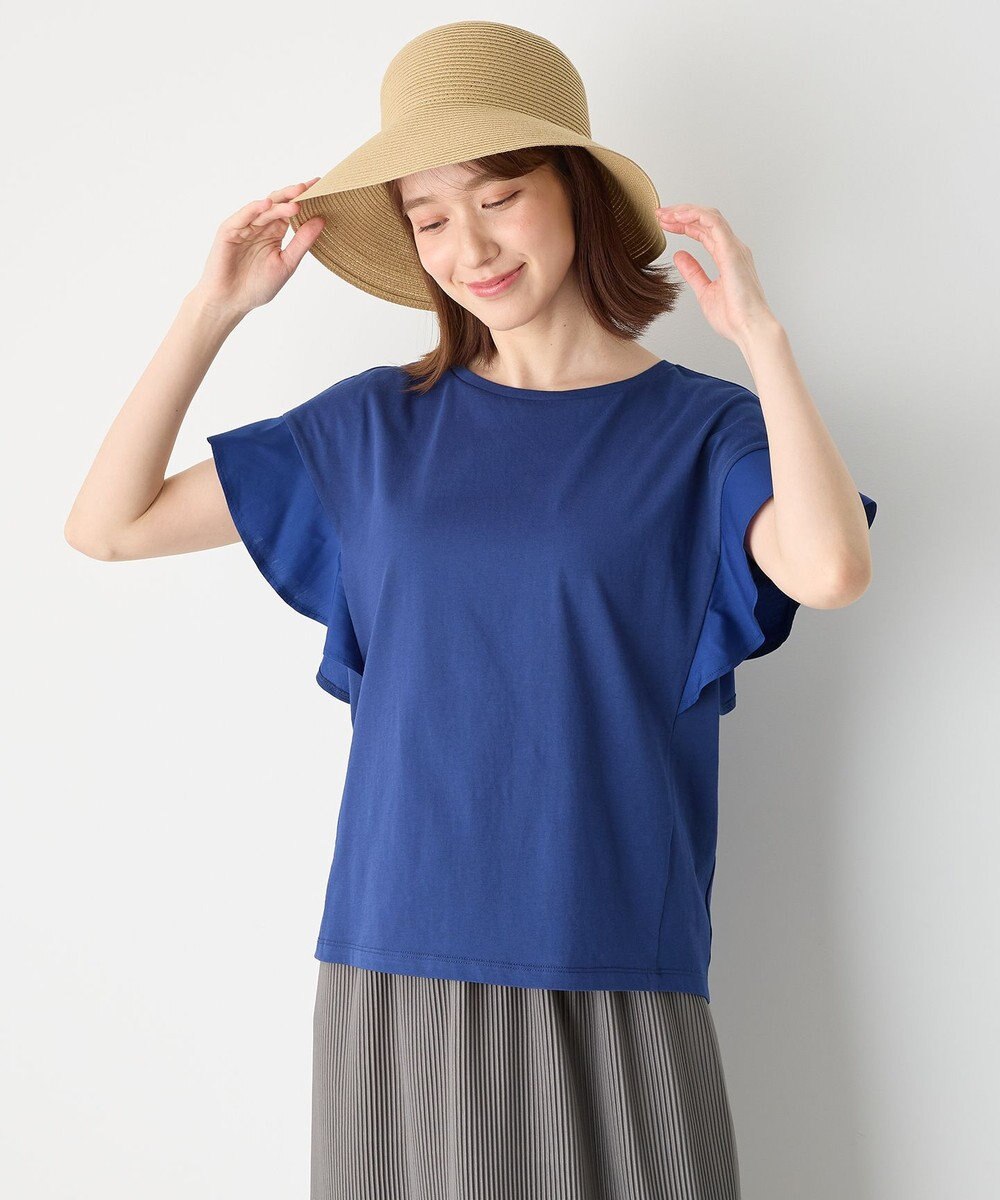 ANY 異素材コンビフリルスリーブプルオーバー 