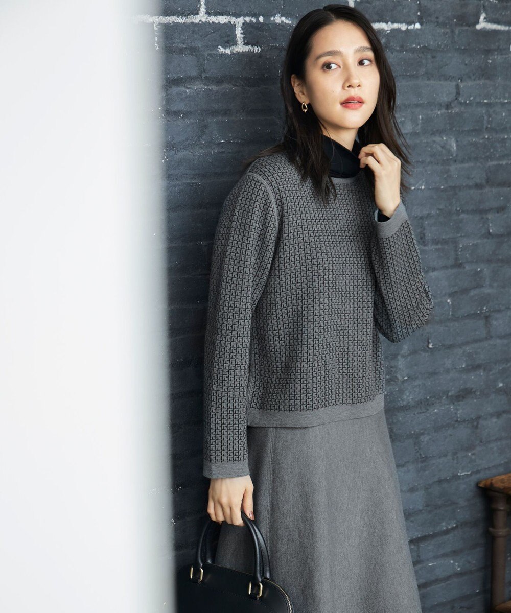 自由区 【WEB限定カラーあり・洗える】リバーシブルニット セットアップ(プルオーバー×フレアスカート) 