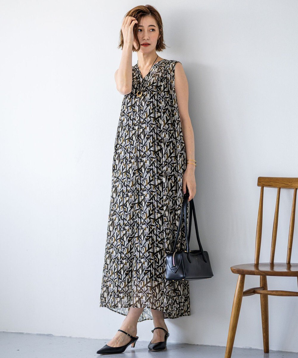 23区 L 【洗える】Ratti アブストラクトプリント ワンピース 