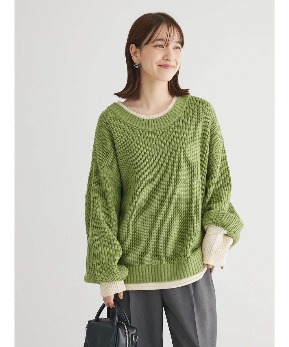 Green Parks ・Ｐｅｔｉｔ　Ｆｌｅｕｒ　レイヤード風ハイショクニット 