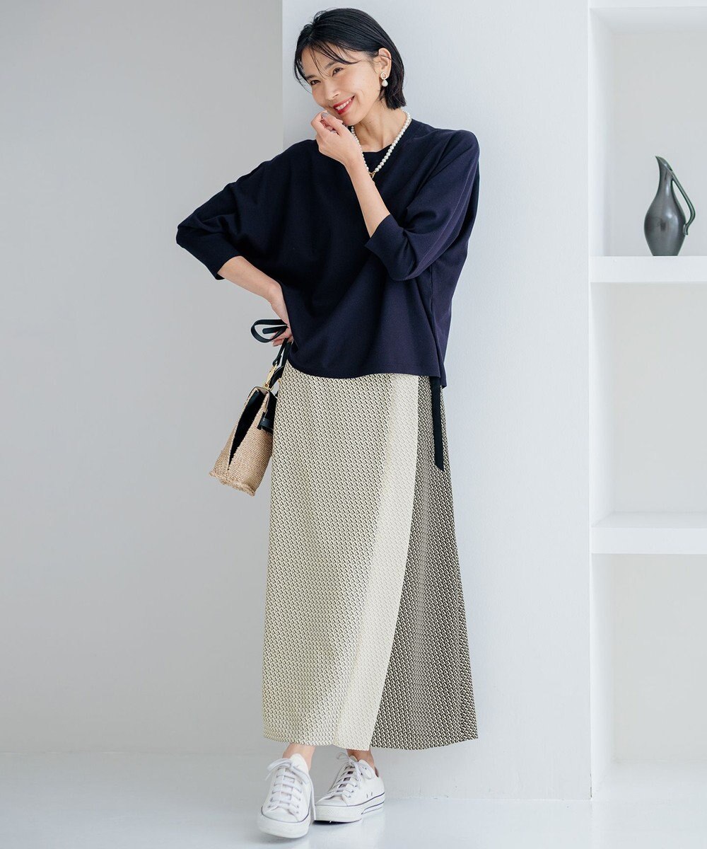 23区 【洗える】ジオメトリックパネルプリント スカート 