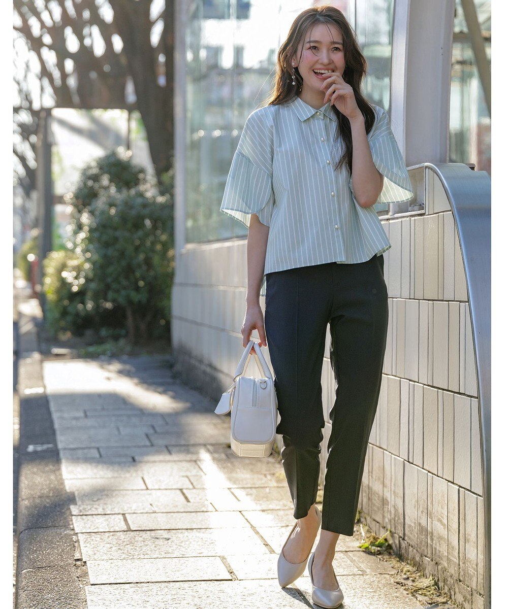 ANY SIS 【ストレッチ・接触冷感・撥水・UVカット・洗える】エアリーストレッチ テーパードパンツ 