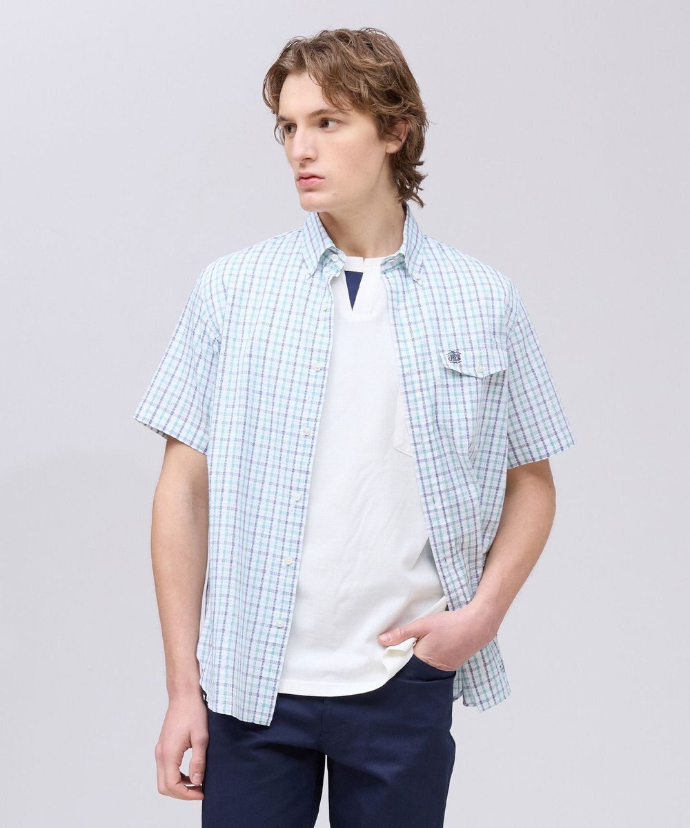 J.PRESS MEN 【Aero Weave】クールマックスサッカー チェック シャツ / B.D. 