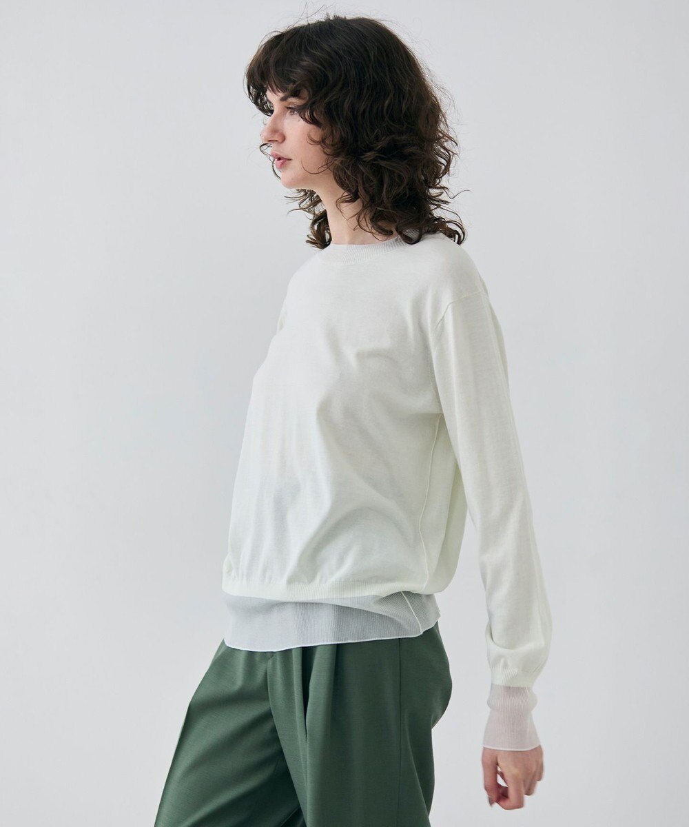 BEIGE， 【洗える】JULIE / シルク混クルーネックシアートップス 