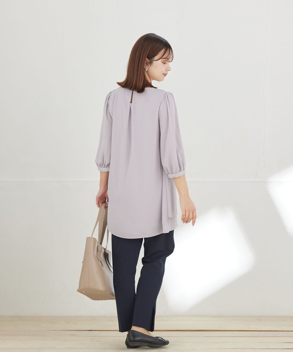 Tiaclasse L 【ストレッチジョーゼット】スリットテーパードパンツ 